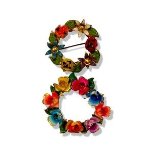 West Germany two of the sweetest little floral circle brooces